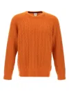 Paul Smith Cable-knit Crew Neck Sweater In Orange