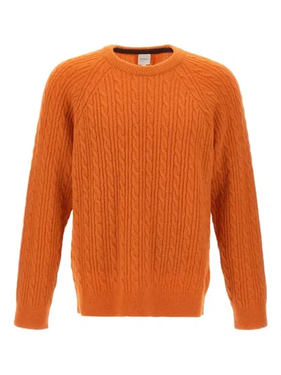 Paul Smith Cable-knit Crew Neck Sweater In Orange