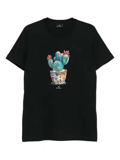 Paul Smith Cactus-print T-shirt In Black