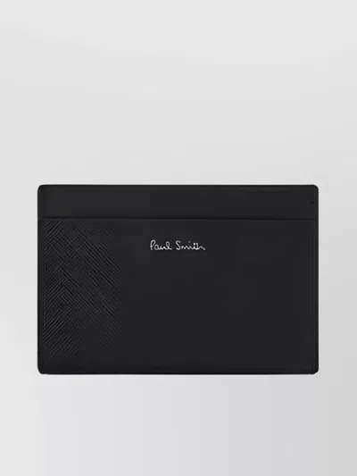 Paul Smith Calfskin Rectangular Printed Card Holder In Black