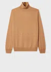 Paul Smith Camel Cashmere Roll Neck Sweater Orange In Brown