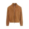 Paul Smith Camel Oversized Leather Jacket In Brown