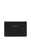 Paul Smith Saffiano Leather Card Holder With In Black