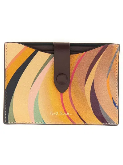 Paul Smith Women's 'dusky Swirl' Leather Pull-out Card Holder Multicolour