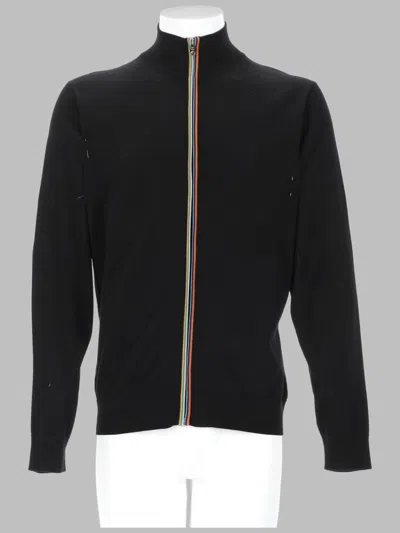 Paul Smith Cardigan In Lana Merino Con Zip In Black