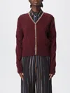 Paul Smith Signature Stripe-trim Cardigan In Burgundy