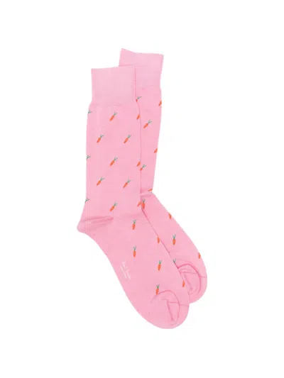 Paul Smith Carro-print Socks In Pink