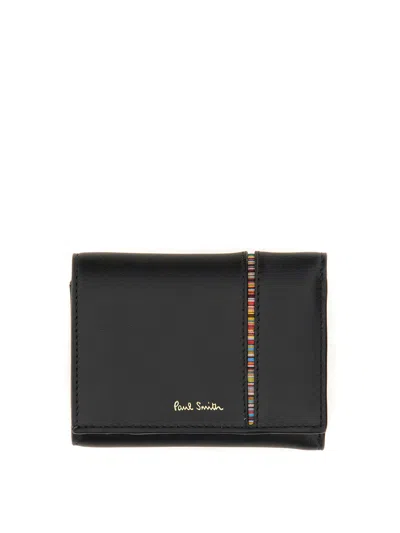 Paul Smith Tri-fold Leather Wallet In Black