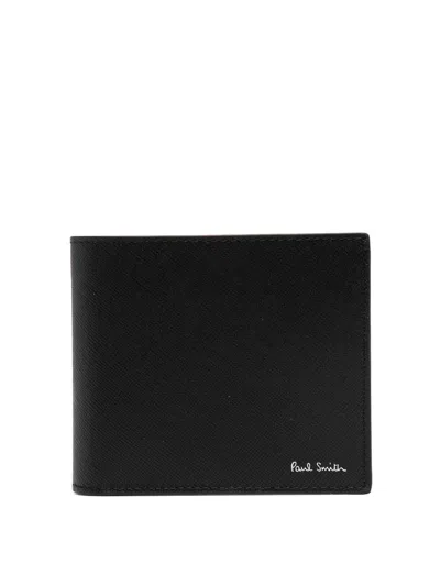 Paul Smith Signature Stripe Balloon Leather Wallet In Black