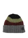 Paul Smith Striped Cashmere Knit Beanie With Turn-up Brim In Multi