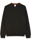 Paul Smith Dark Green Cashmere Crew Neck Sweater In Brown
