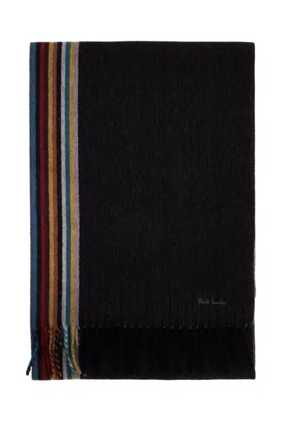 Paul Smith Cashmere Scarf With Signature Stripe Pattern In Black