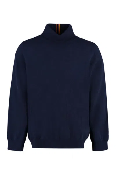 Paul Smith Cashmere Turtleneck Sweater In Blue