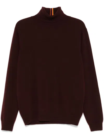 Paul Smith Burgundy Cashmere Roll Neck Sweater Purple