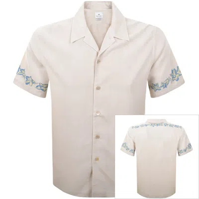 Paul Smith Casual Fit Short Sleeved Shirt Beige In White