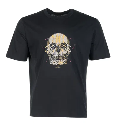 Paul Smith Casual Fit Skull T Shirt Black In White