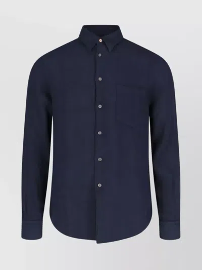 Paul Smith Casual Shirt With Button-down Collar And Front Pocket In Blue