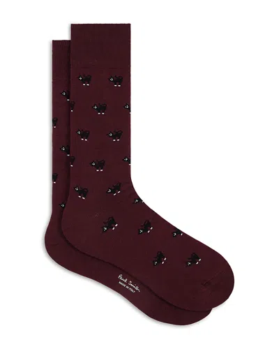 Paul Smith Cat Socks In Burgundy