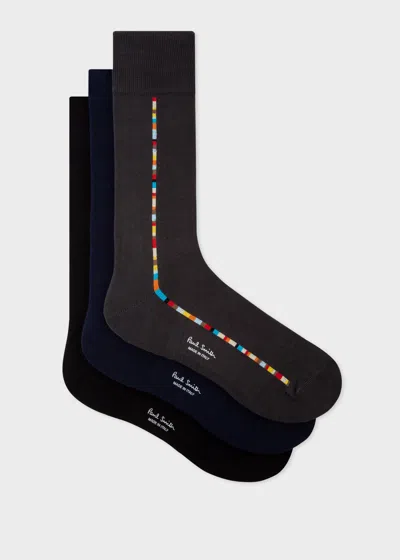 Paul Smith Mens Central Signature Stripe Socks Three Pack In Black