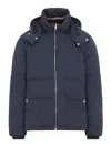 Paul Smith Padded Brown Polyamide Jacket With Detachable Hood And Ribbed Cuffs In Blue