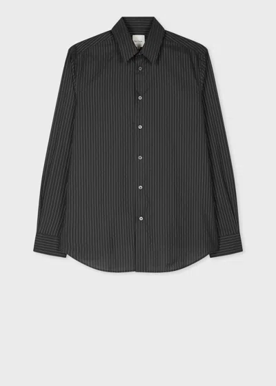 Paul Smith Charcoal Glitter Pinstripe Cotton Shirt Purple