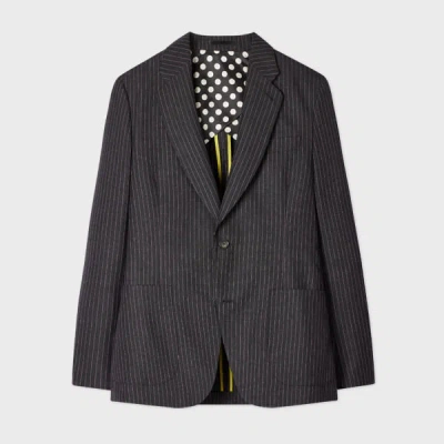 Paul Smith Charcoal Pinstripe Wool Patch-pocket Blazer Brown In Gray