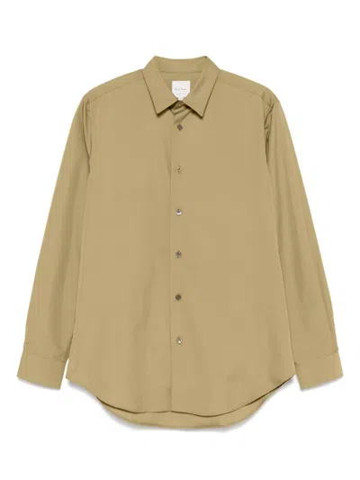 Paul Smith Charm-button Cotton Shirt In Green