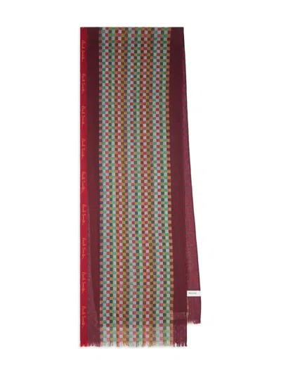 Paul Smith Check-pattern Wool-silk Scarf In Brown