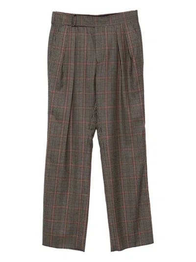Paul Smith Check Pleated Trousers In Brown