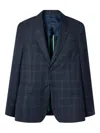 Paul Smith Navy Wool Check Buggy-lined Blazer Blue In Blue