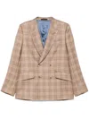 Paul Smith Checked Double-breasted Blazer In Brown