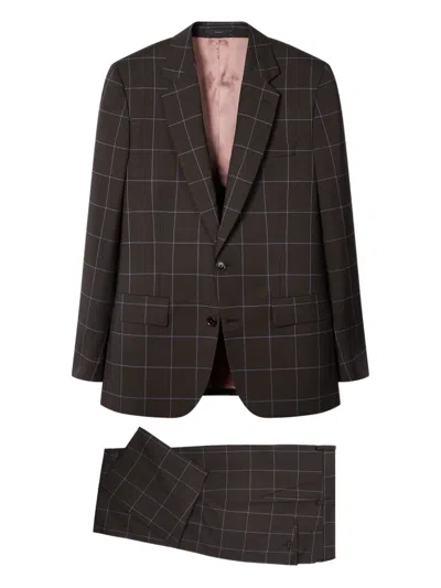 Paul Smith Checked Single-breasted Suit In Brown