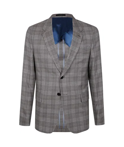 Paul Smith Checked Suit Coat In Gray