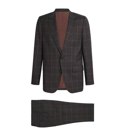 Paul Smith Checked Two-piece Suit In Brown