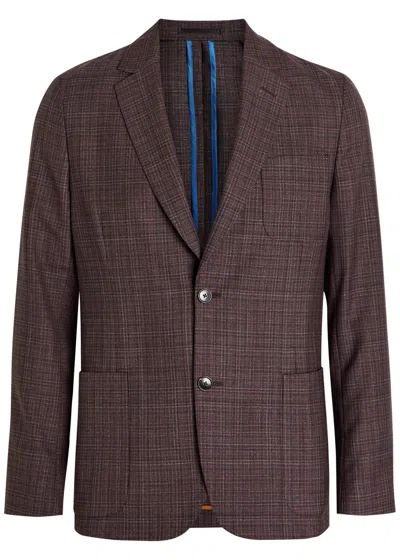 Paul Smith Checked Wool Blazer In Burgundy