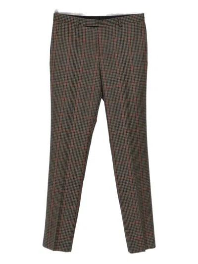 Paul Smith Checked Wool Trousers In Brown