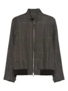 Paul Smith Checked Zip-up Bomber Jacket In Gray