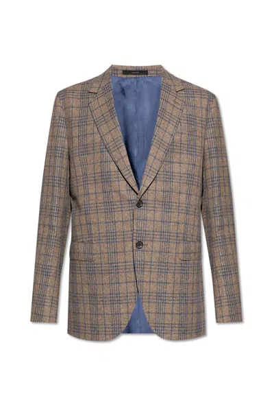 Paul Smith Checkered Pattern Blazer In Brown