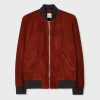 Paul Smith Cherry Red Suede Bomber Jacket In Red