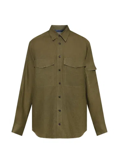 Paul Smith Chest-pocket Linen Shirt In Green