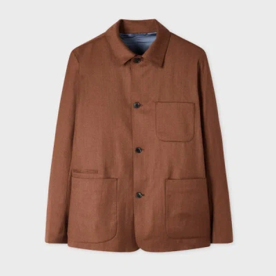 Paul Smith Cinnamon Overdyed Wool-cashmere Flannel Work Jacket Brown