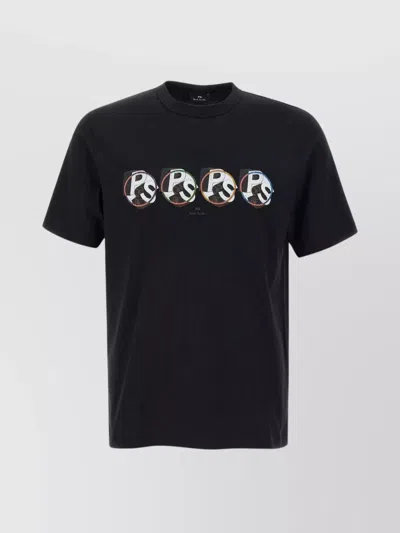 Paul Smith Circle Logo Organic Cotton T-shirt In Black