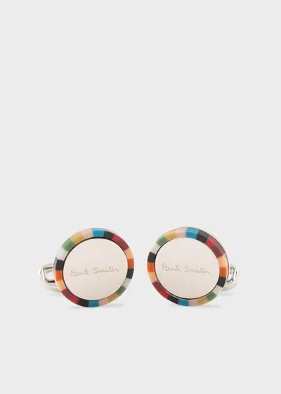 Paul Smith Circle 'signature Stripe' Cufflinks Multicolour