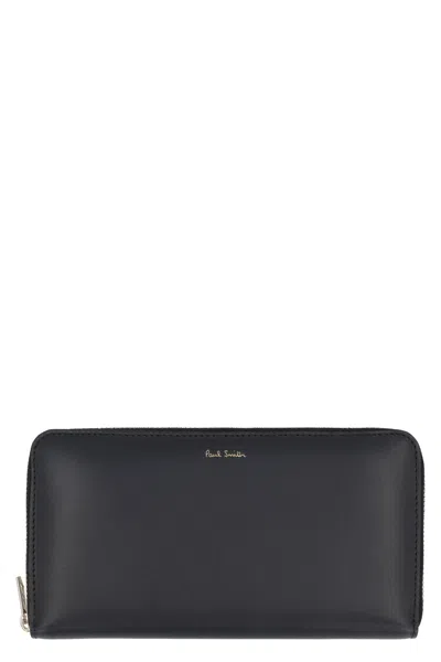 Paul Smith Classic Black Leather Zip Wallet For Men