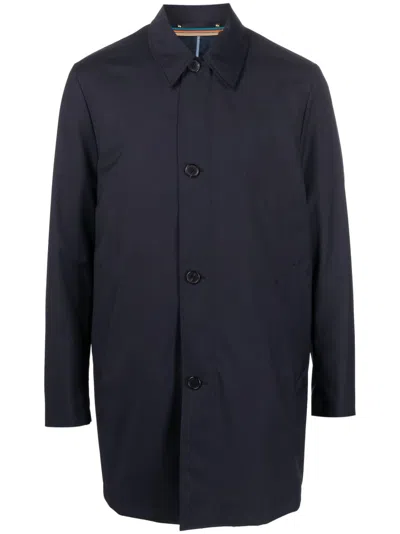 Paul Smith Classic-collar Cotton Trench-coat In Blue