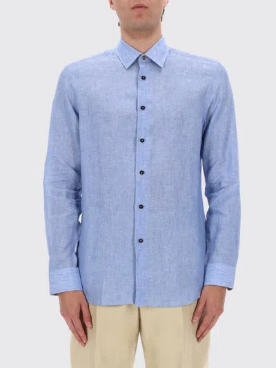 Paul Smith Tailored Fit Linen Classic Shirt In Blue