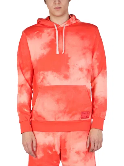 Paul Smith Cloud-print Pullover Hoodie In Orange
