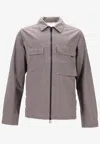 Paul Smith Coated Slub Zip-up Overshirt In Gray