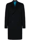 Paul Smith Dark Green Wool-cashmere Blend Double Breasted Overcoat In Black