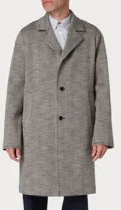 Paul Smith Herringbone Wool-blend Coat In Gray